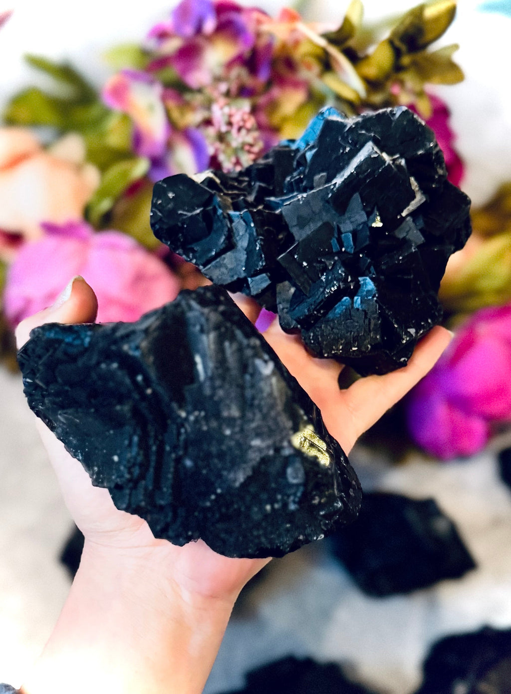 RARE Black Rose Fluorite Specimens, Fluoresce Red or Pink | | Wiccan Center