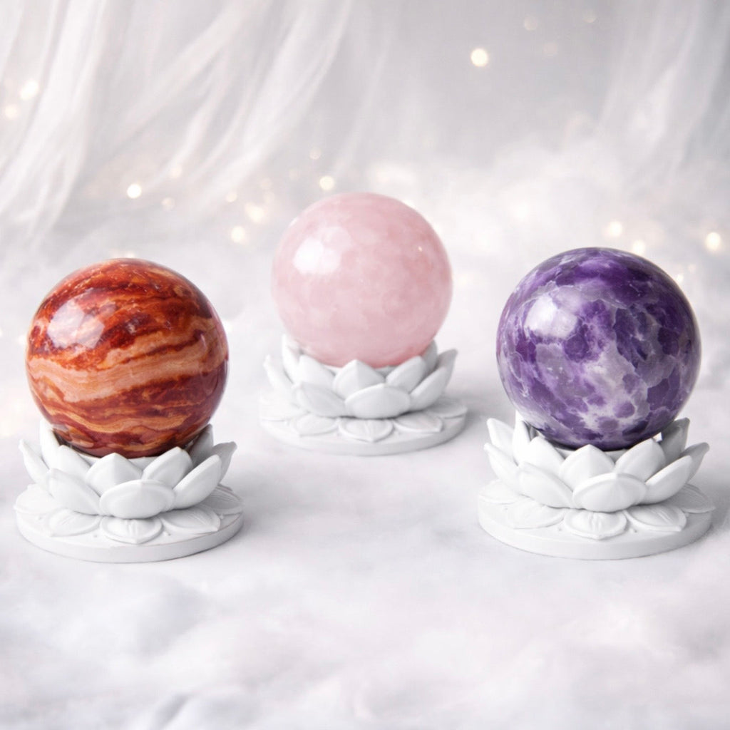 White Lotus Crystal Ball Stand – Choose Your Sphere | | Wiccan Center