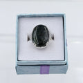Sterling Silver Cross Banded Oval Moss Agate Ring - Size 10 - Grounding, Nurturing & Growth | Rings | Wiccan Center