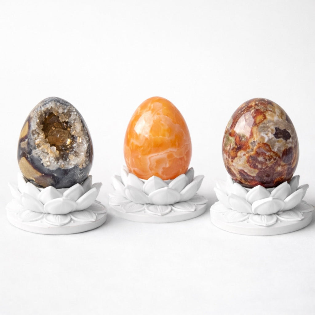 White Lotus Crystal Egg Stand – Choose Your Egg | | Wiccan Center