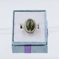 Sterling Silver Bezeled Oval Moss Agate Ring - Size 8 - Grounding, Nurturing & Growth | Rings | Wiccan Center