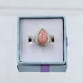Sterling Silver Bezeled TeardropRhodochrosite Ring - Size 5 - Loving, Compassionate & Healing | Rings | Wiccan Center