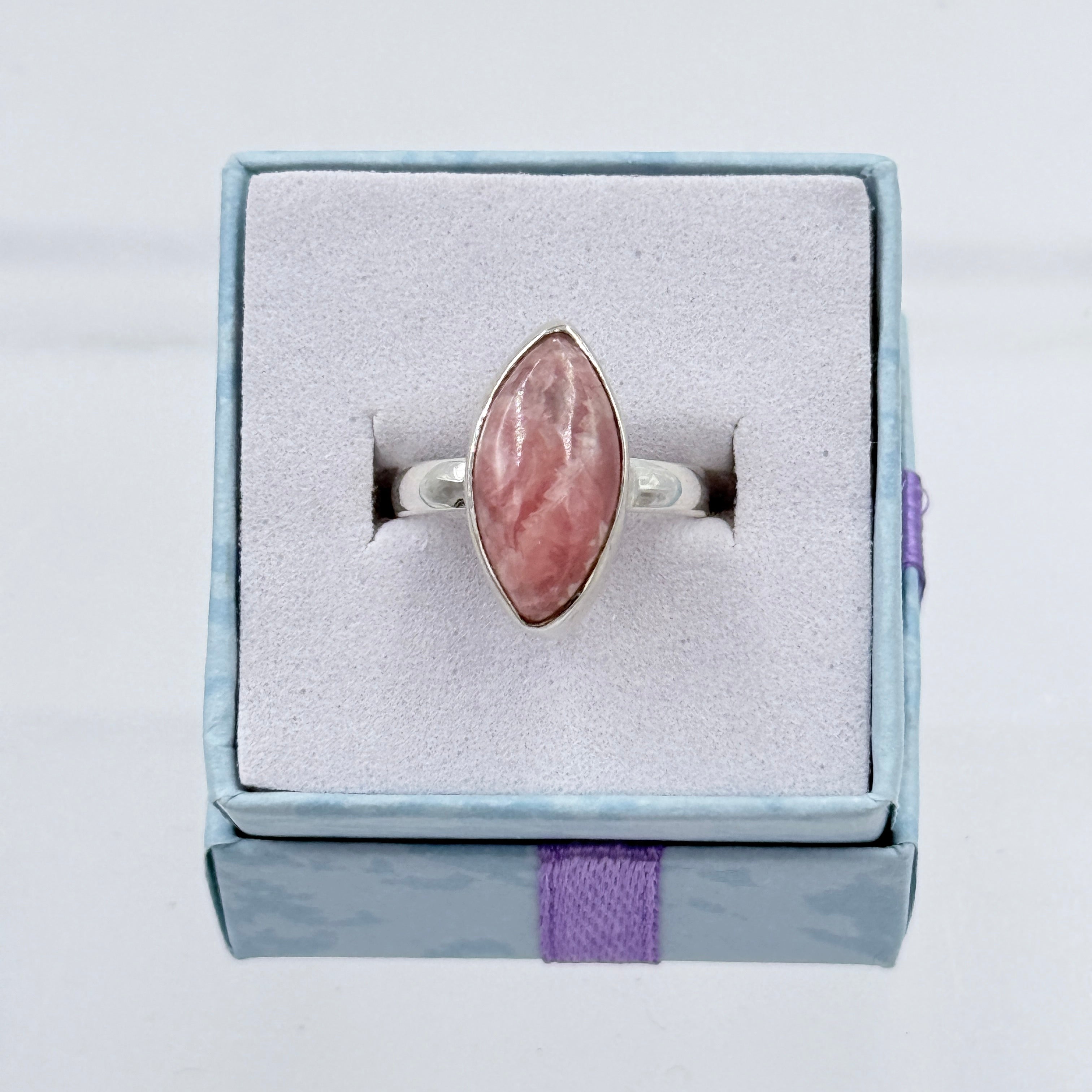 Sterling Silver Marquise Rhodochrosite Ring - Size 5 - Loving, Compassionate & Healing | Rings | Wiccan Center