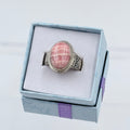 Sterling Silver Filigree Banded Oval Rhodochrosite Ring - Size 6 - Loving, Compassionate & Healing | Rings | Wiccan Center