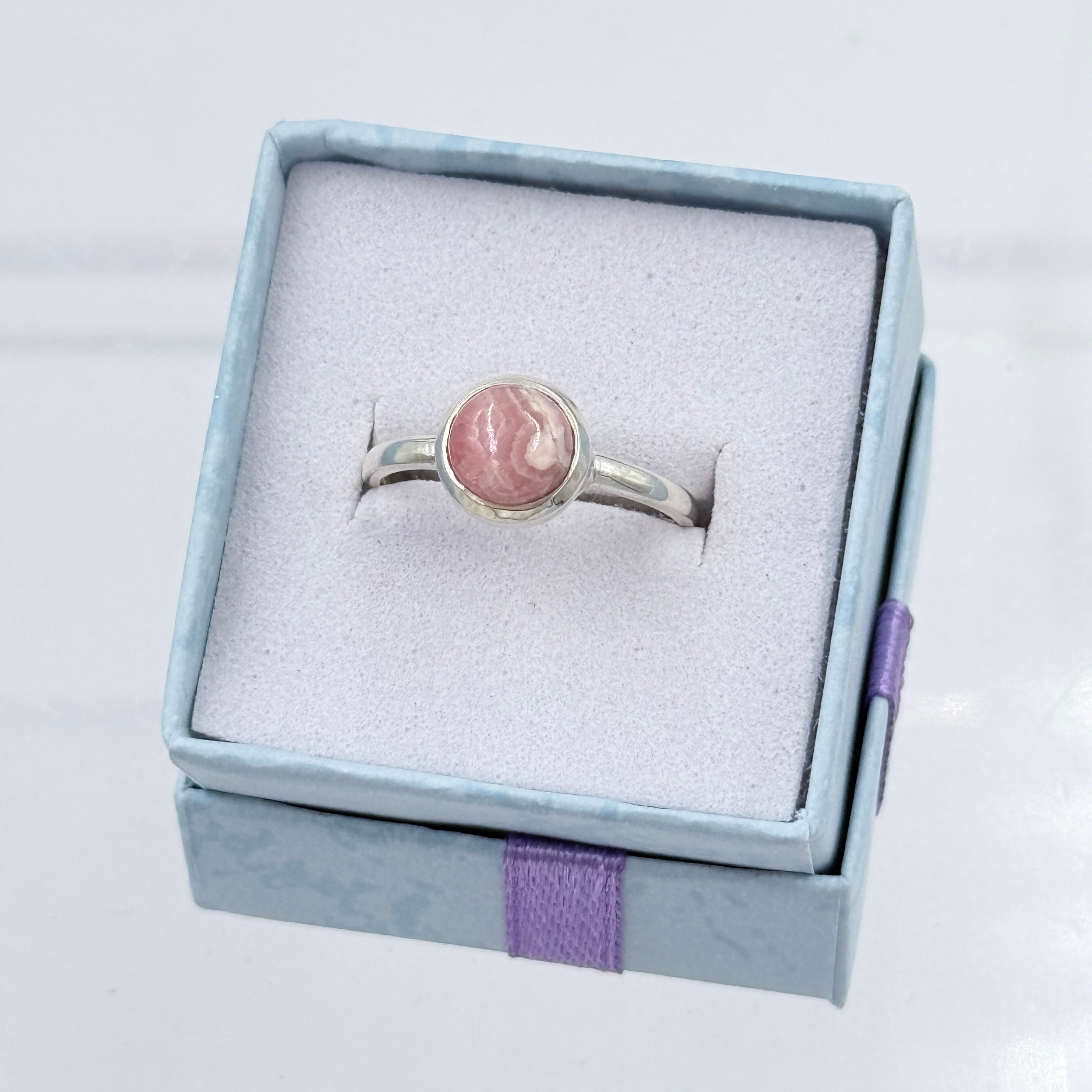 Sterling Silver Round Rhodochrosite Ring - Size 7 - Loving, Compassionate & Healing | Rings | Wiccan Center