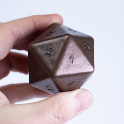 Metal Dice - Copper Hand Numbered D20 - 2" - 1.44 lb | Paperweights | Wiccan Center