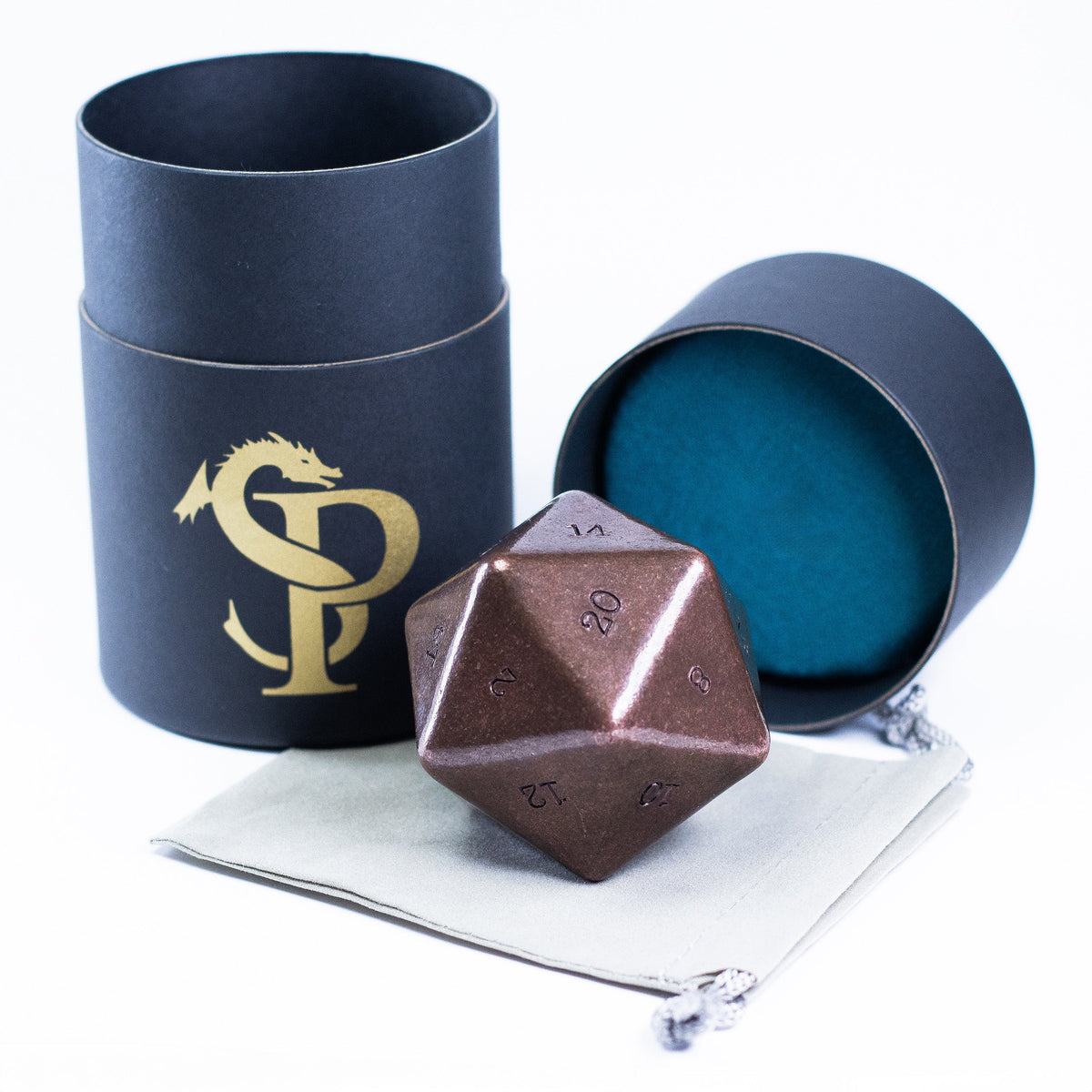 Metal Dice - Copper Hand Numbered D20 - 2" - 1.44 lb