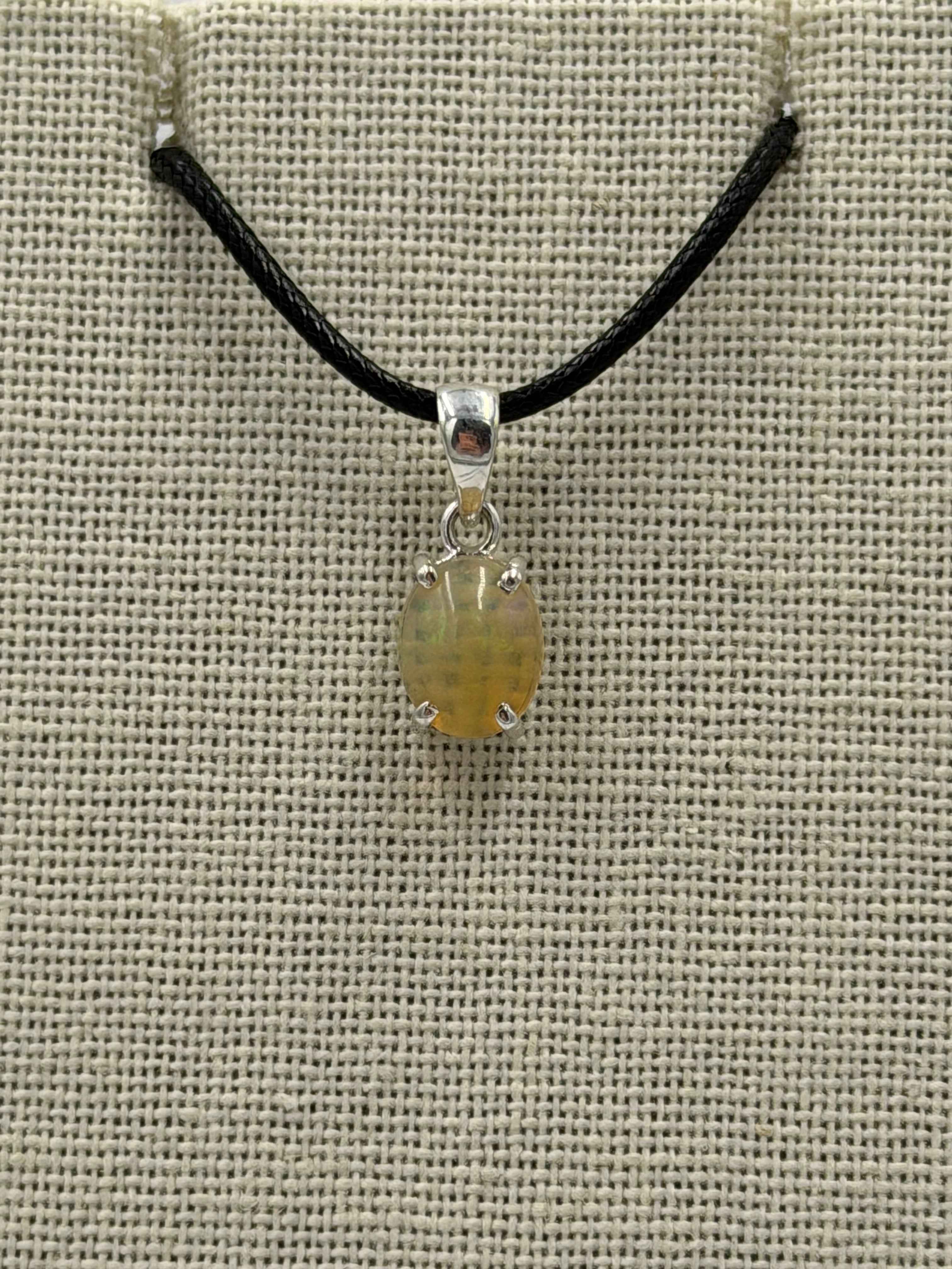 Sterling Silver Oval Ethiopian Opal Pendant Size 3 | Pendant | Wiccan Center