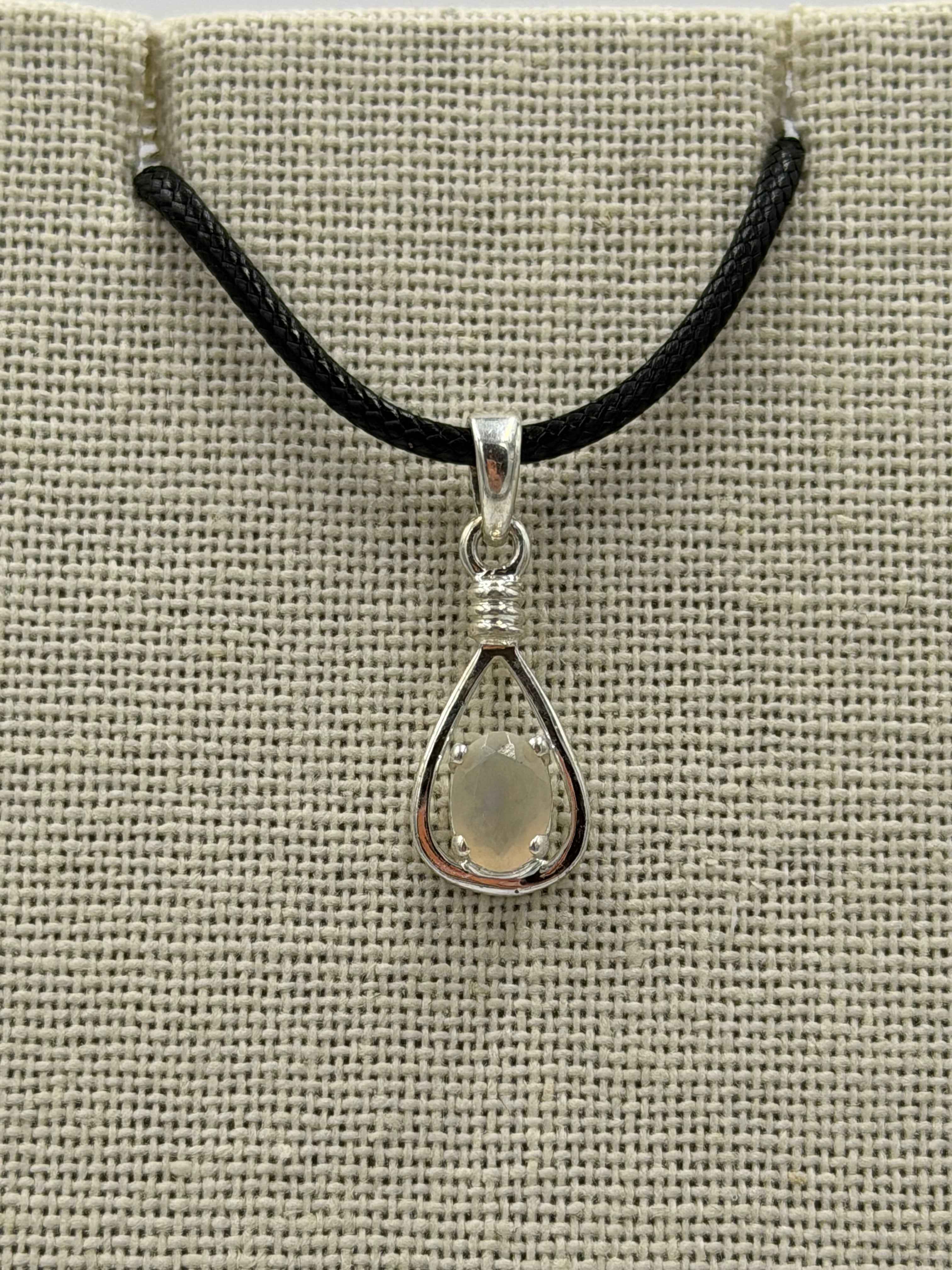 Sterling Silver Open Teardrop Ethiopian Opal Pendant | Pendant | Wiccan Center