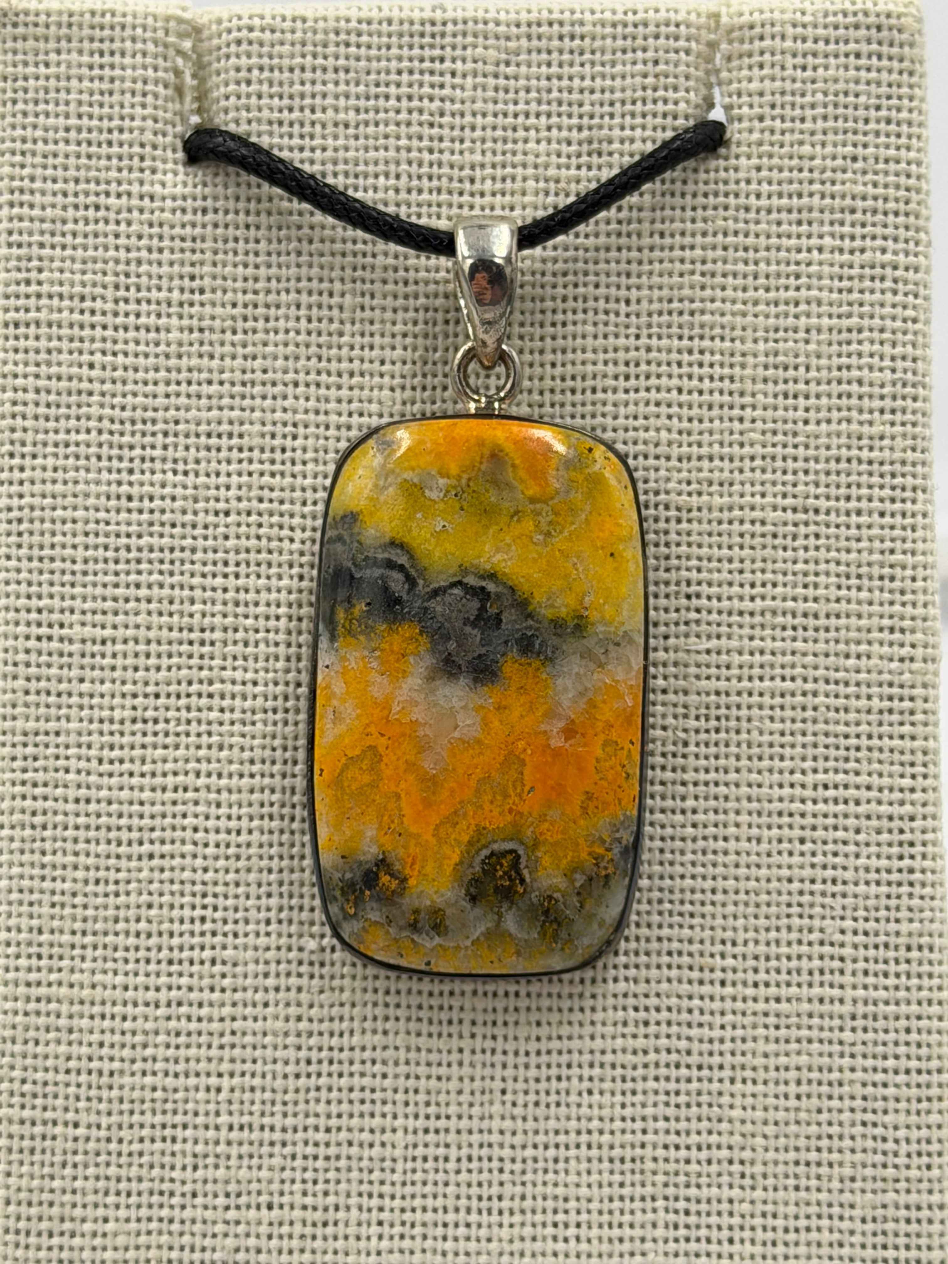 Sterling Silver Rectangle Bumblebee Jasper Pendant | Pendant | Wiccan Center