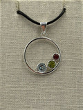 Sterling Silver Open Bubble Aquamarine, Peridot & Garnet Pendant | Pendant | Wiccan Center