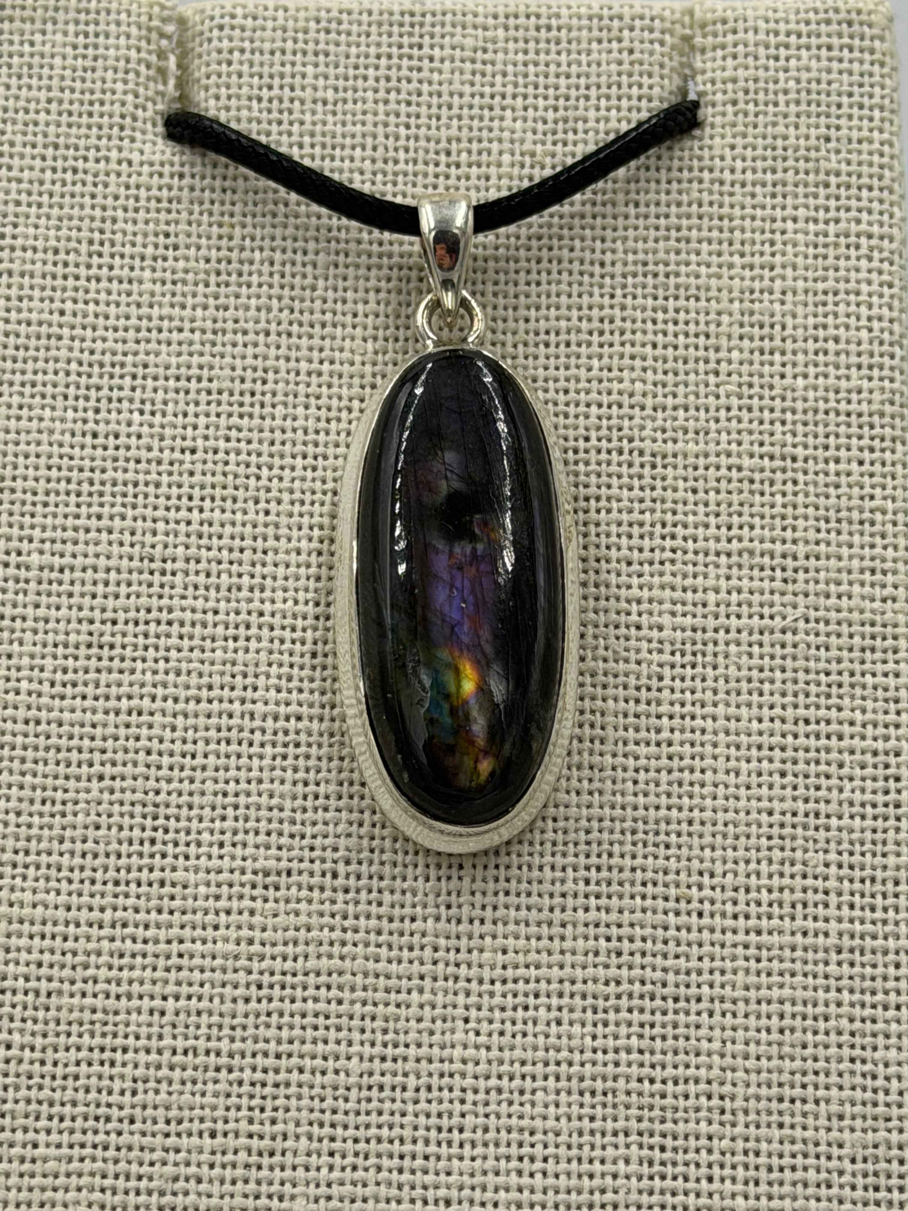 Sterling Silver Oval Spectrolite Pendant Size 1 | Pendant | Wiccan Center