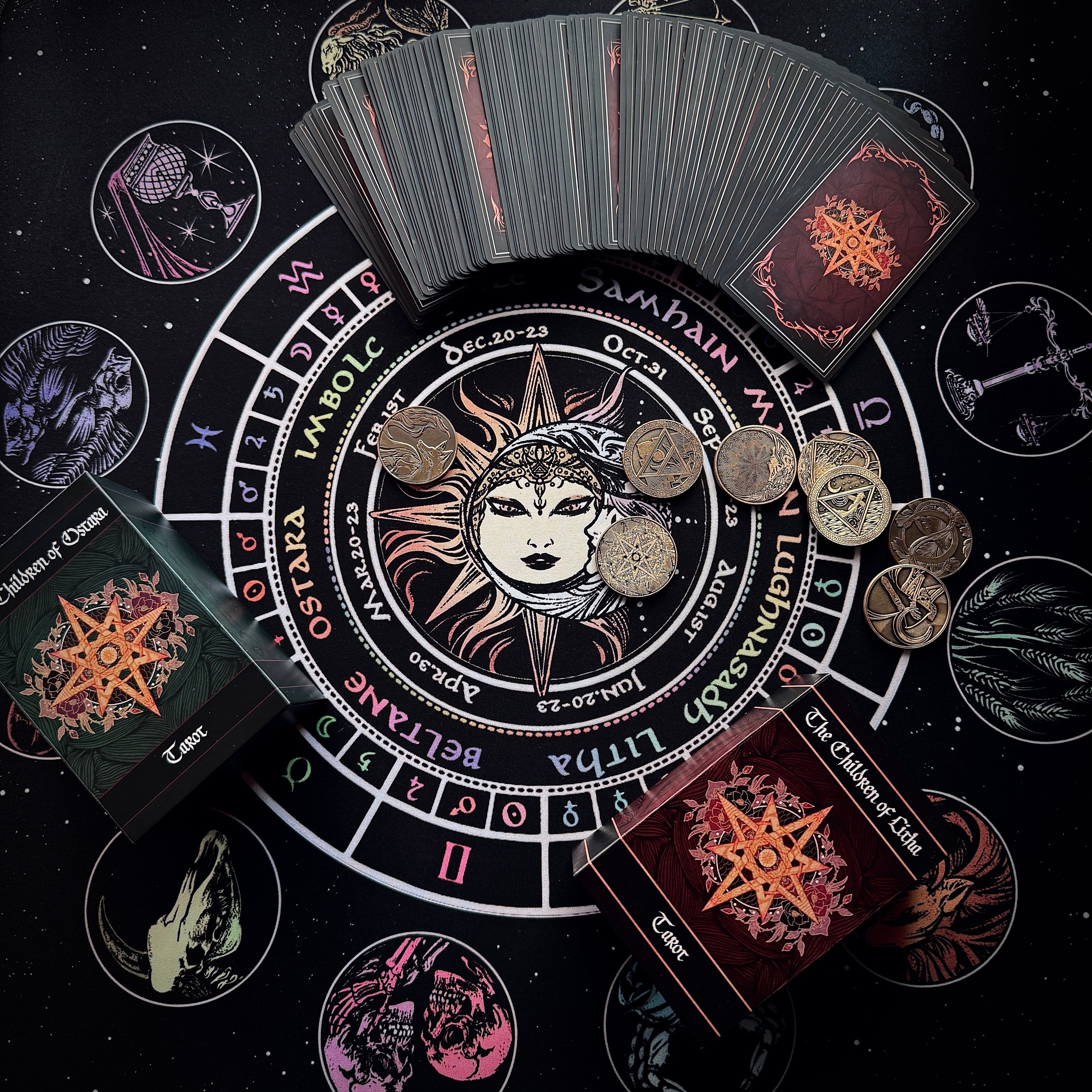 Divination Mat - Radiant Astrology & Decan Wheel (Medium: 22”x22”)