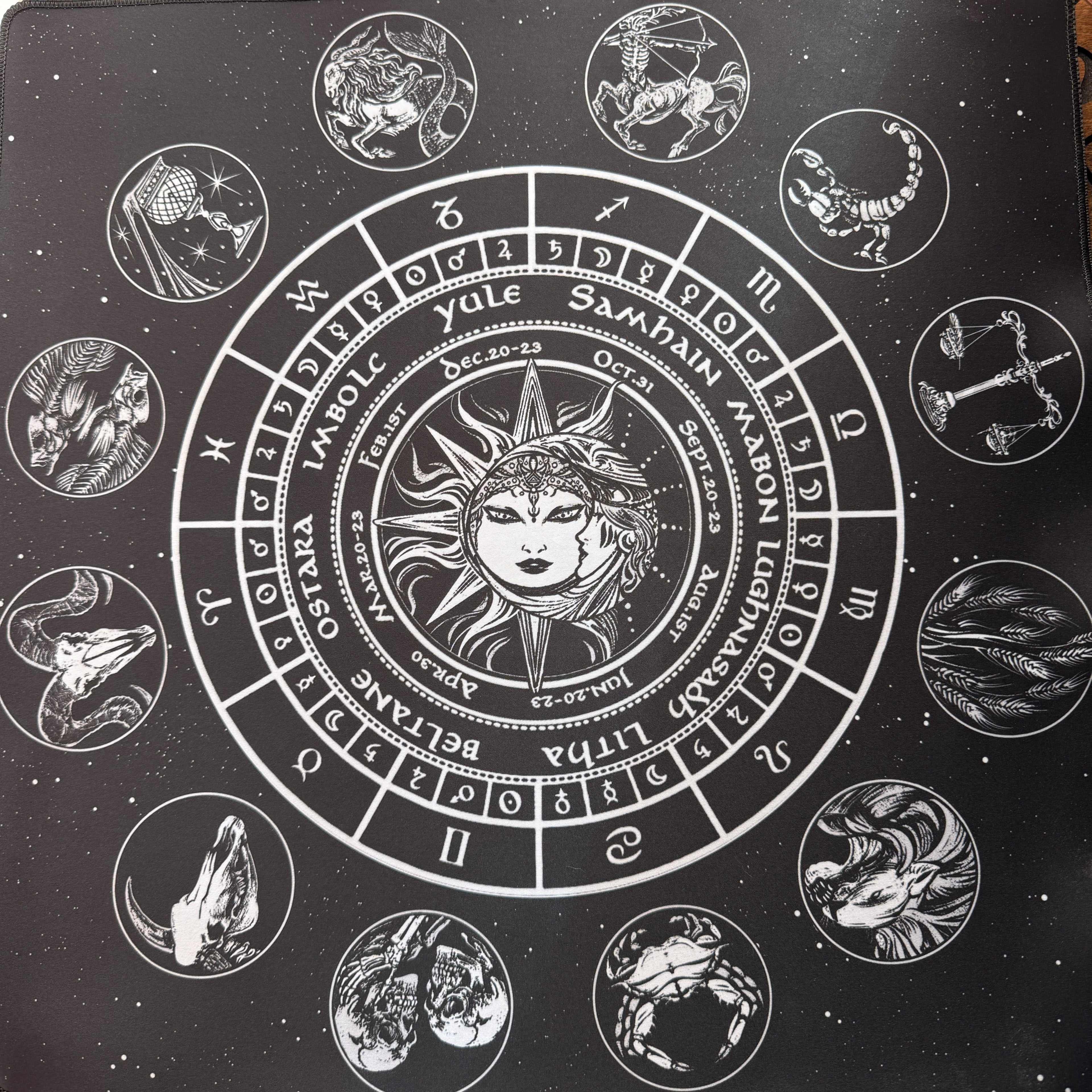 Divination Mat - Radiant Astrology & Decan Wheel (Medium: 22”x22”)