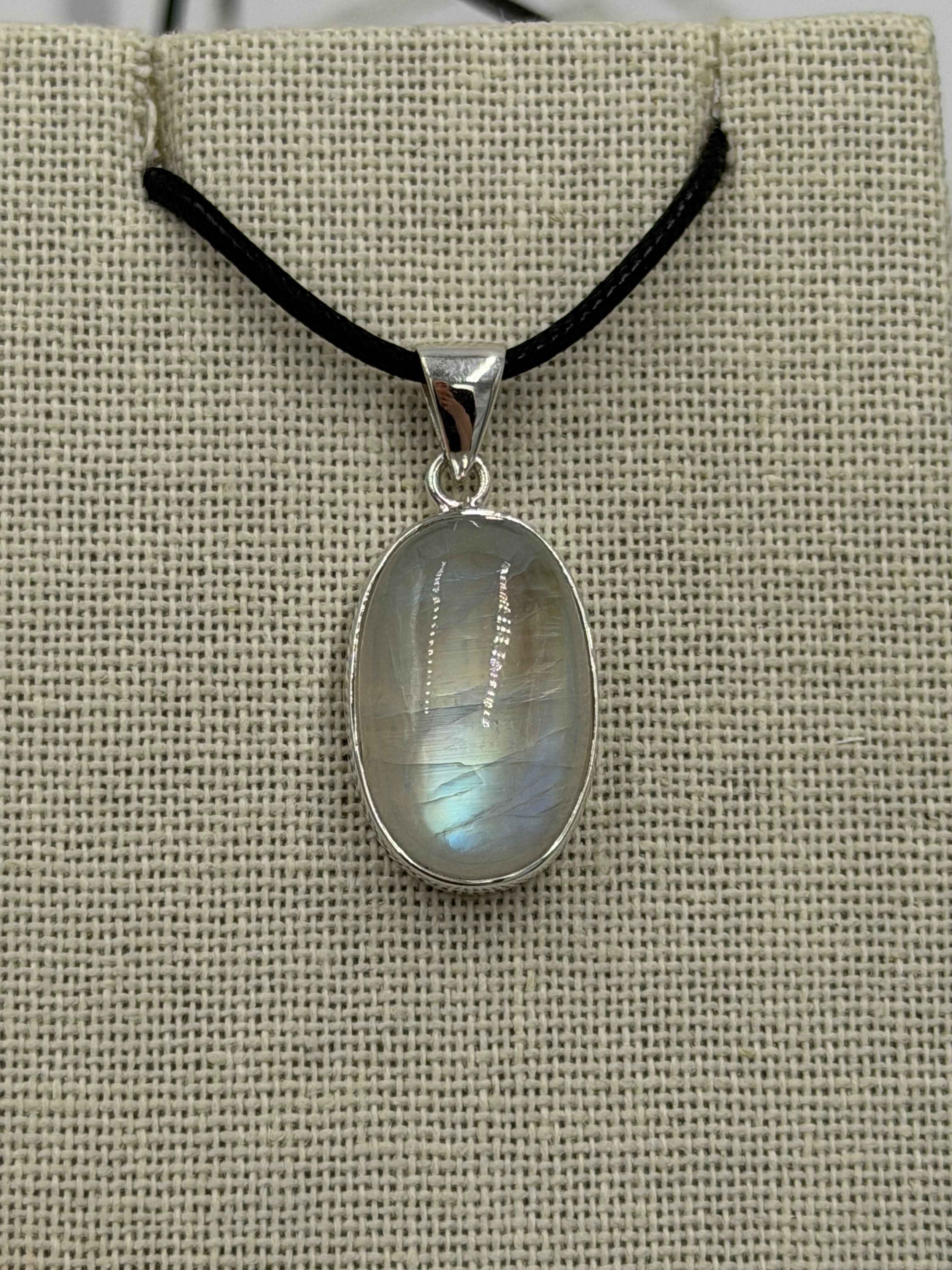 Sterling Silver Oval Rainbow Moonstone Pendant Size 1 | Pendant | Wiccan Center