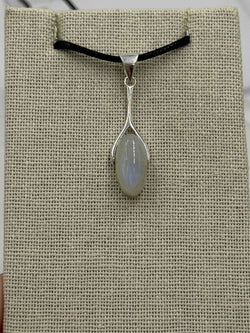 Sterling Silver Dropped Oval Rainbow Moonstone Pendant | Pendant | Wiccan Center