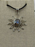 Sterling Silver Sun & Moon Rainbow Moonstone Pendant | Pendant | Wiccan Center