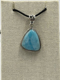 Sterling Silver Stud Bezeled Larimar Pendant | Pendant | Wiccan Center