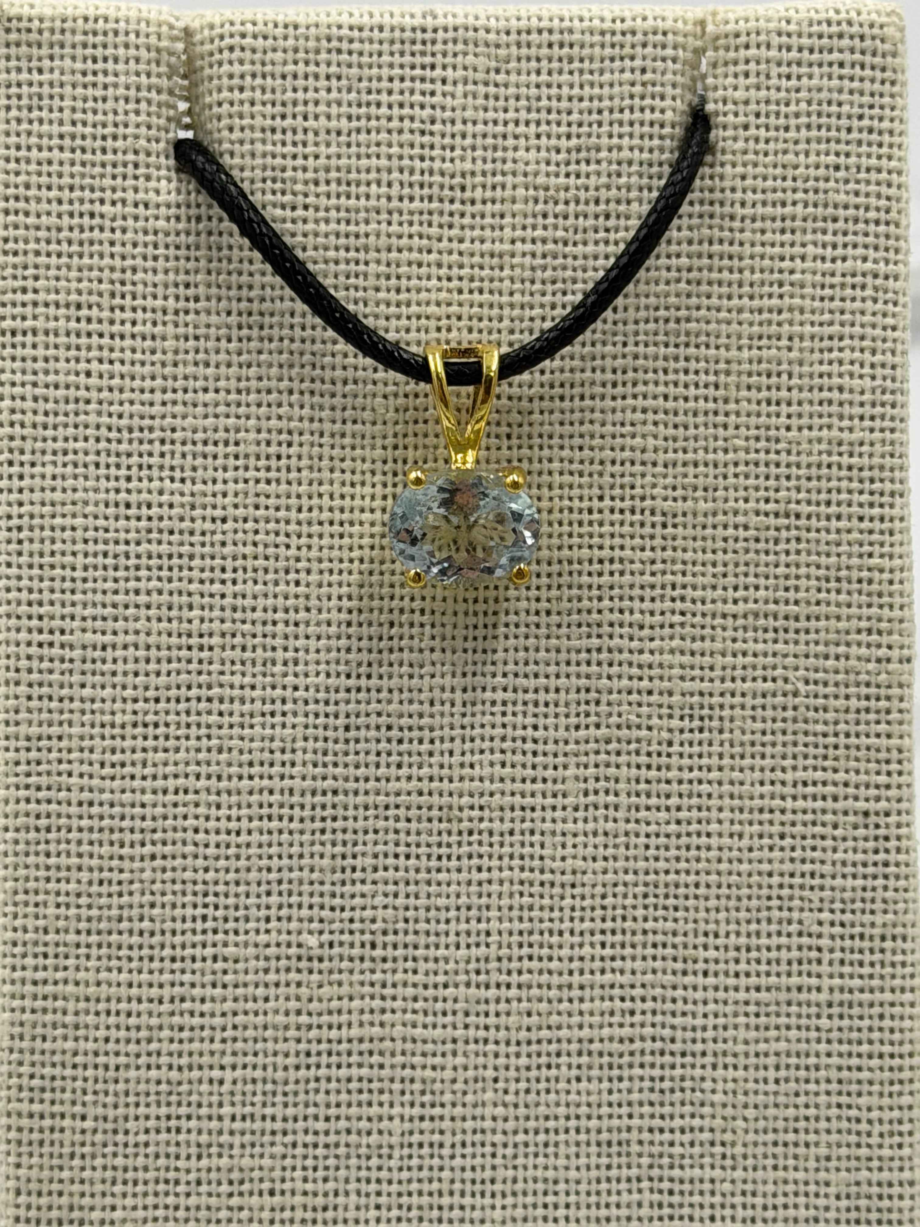 Gold Vermeil Horizon Oval Aquamarine Pendant | Pendant | Wiccan Center