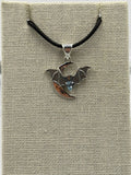 Sterling Silver Bat on Crescent Moon Aquamarine Pendant | Pendant | Wiccan Center