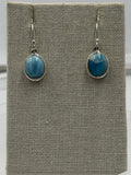 Sterling Silver Round Larimar Dangle Earrings | Earrings | Wiccan Center