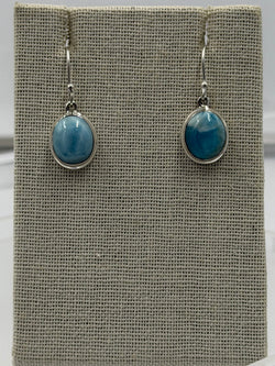 Sterling Silver Round Larimar Dangle Earrings | Earrings | Wiccan Center