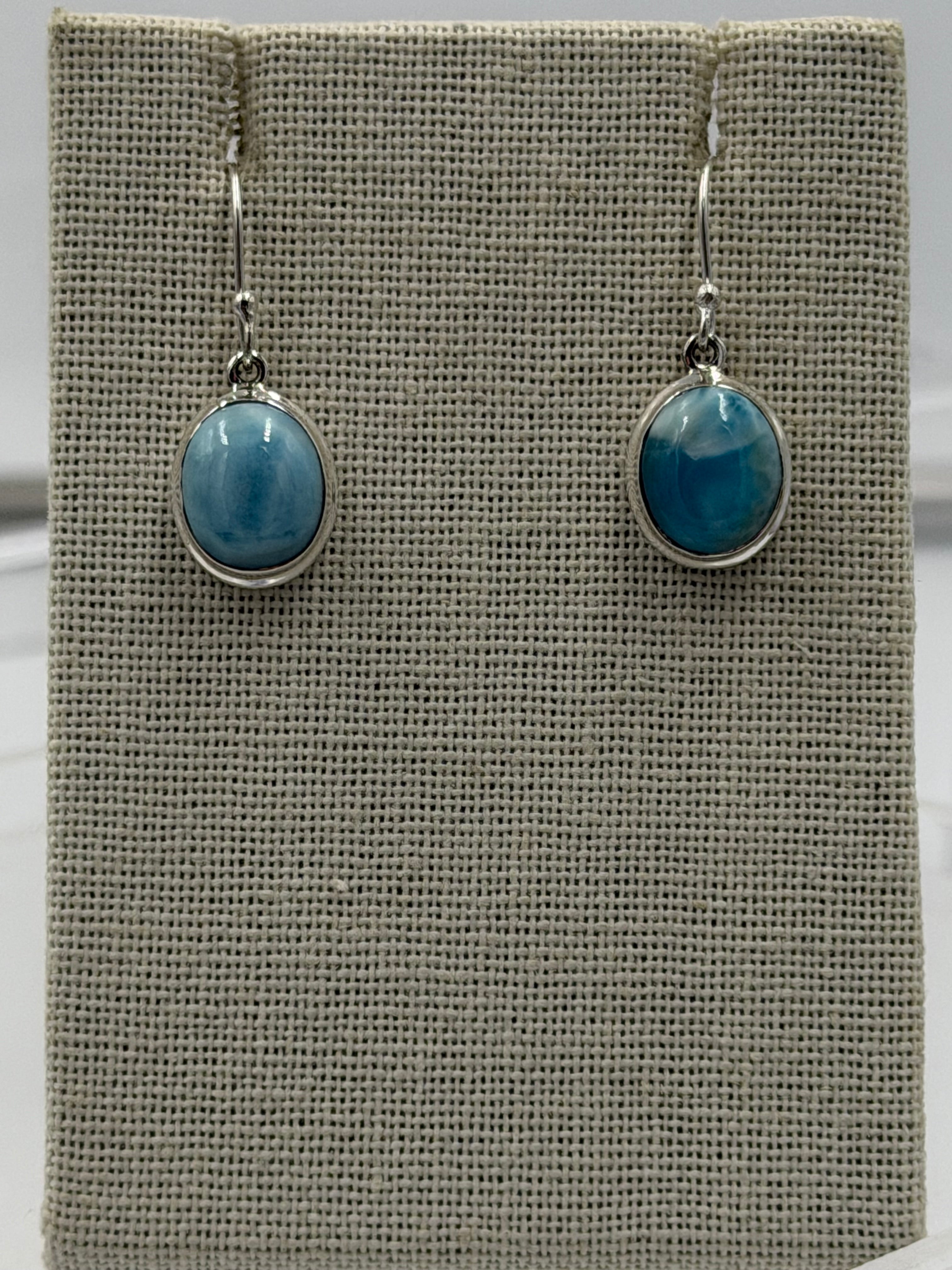 Sterling Silver Round Larimar Dangle Earrings | Earrings | Wiccan Center