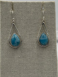 Sterling Silver Open Teardrop Larimar Dangle Earrings | Earrings | Wiccan Center