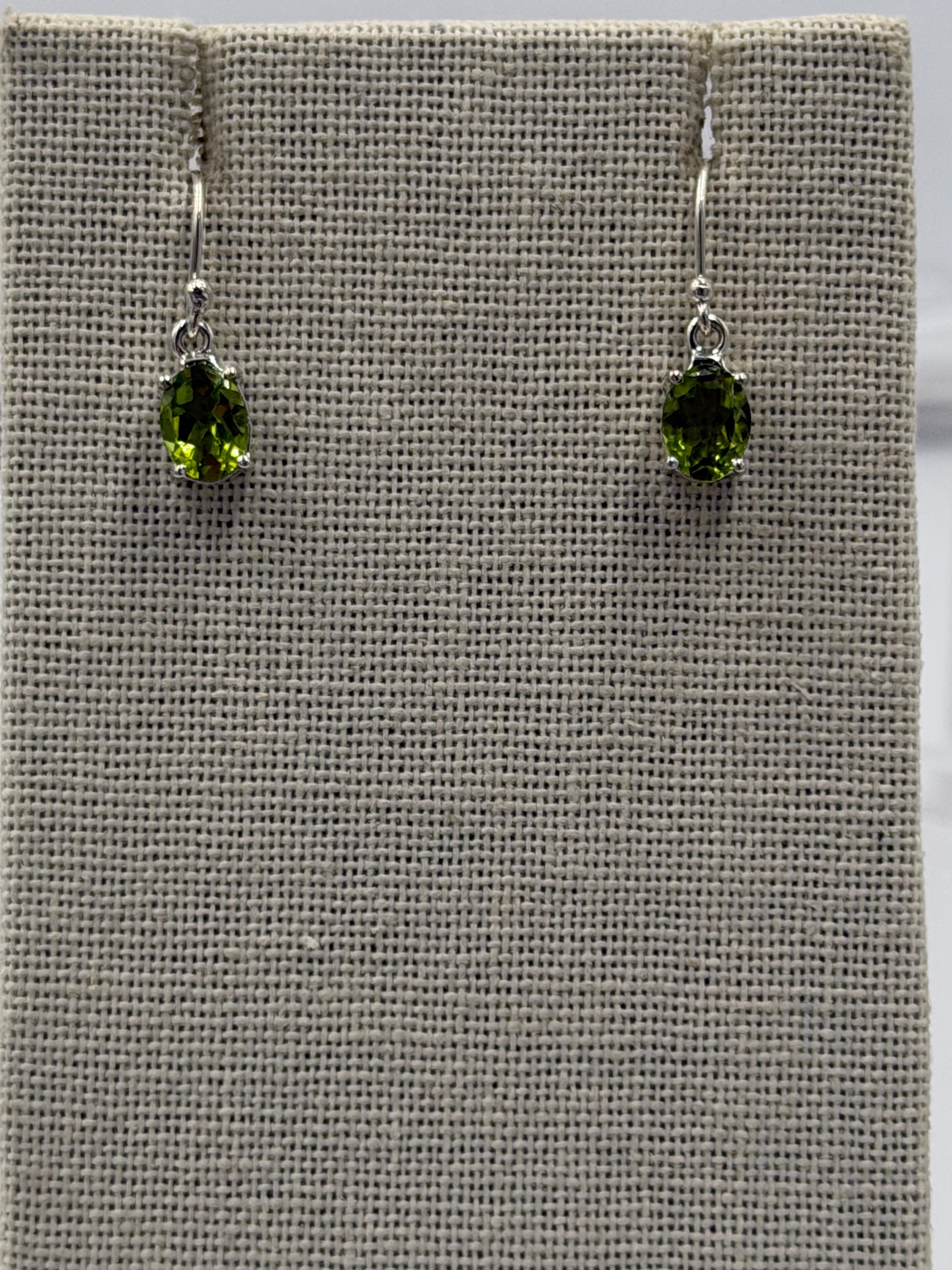 Sterling Silver Oval Peridot Dangle Earrings | Earrings | Wiccan Center