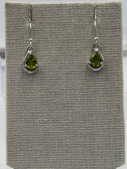 Sterling Silver Teardrop Peridot Dangle Earrings | Earrings | Wiccan Center