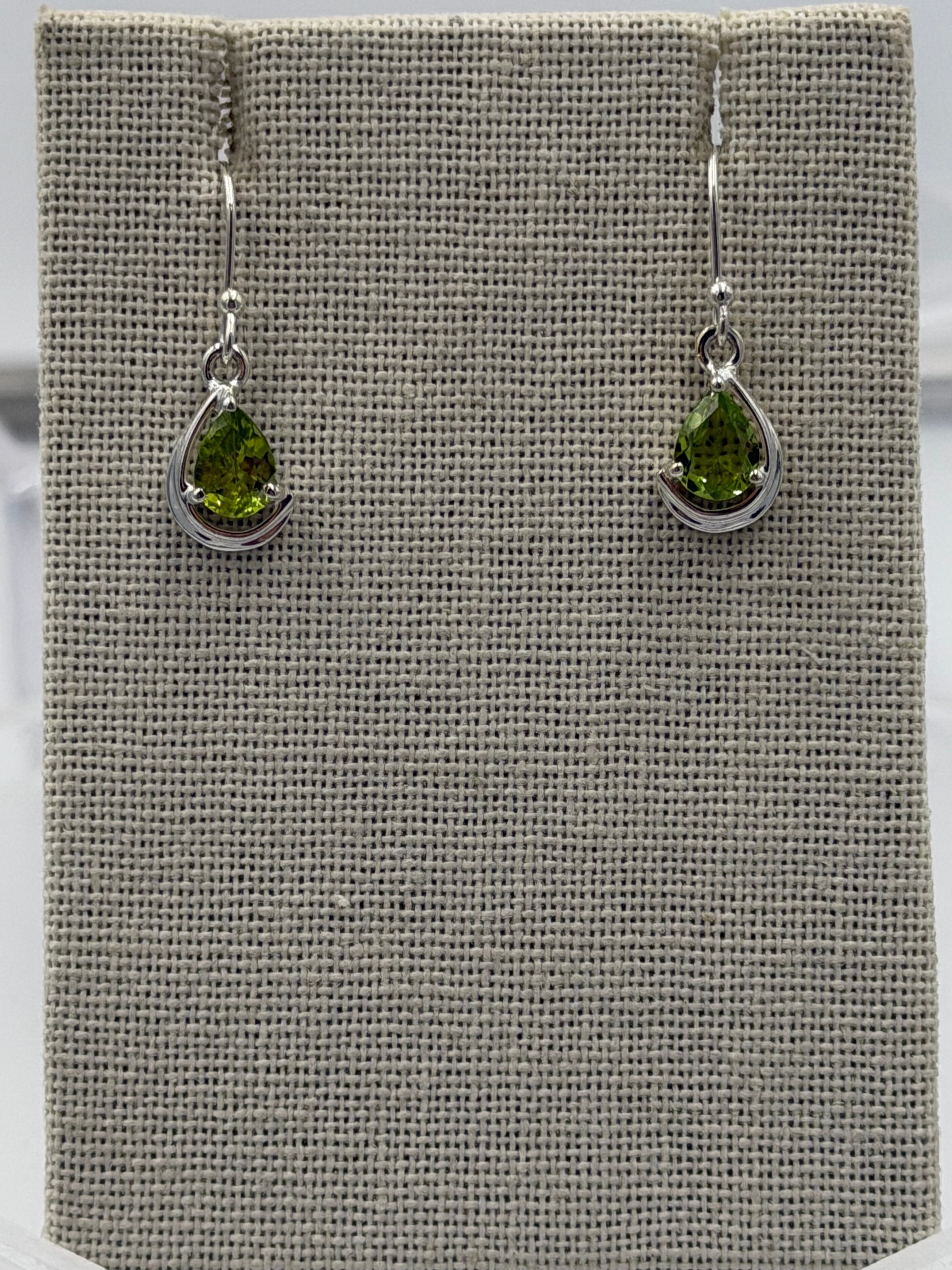 Sterling Silver Teardrop Peridot Dangle Earrings | Earrings | Wiccan Center