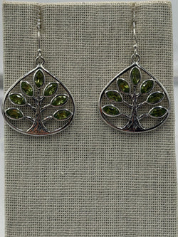 Sterling Silver Tree of Life Peridot Dangle Earrings | Earrings | Wiccan Center