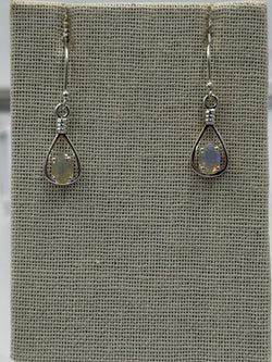 Sterling Silver Open Teardrop Ethiopian Opal Dangle Earrings | Earrings | Wiccan Center