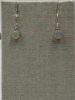 Sterling Silver Oval Ethiopian Opal Dangle Earrings Size 1 | Earrings | Wiccan Center