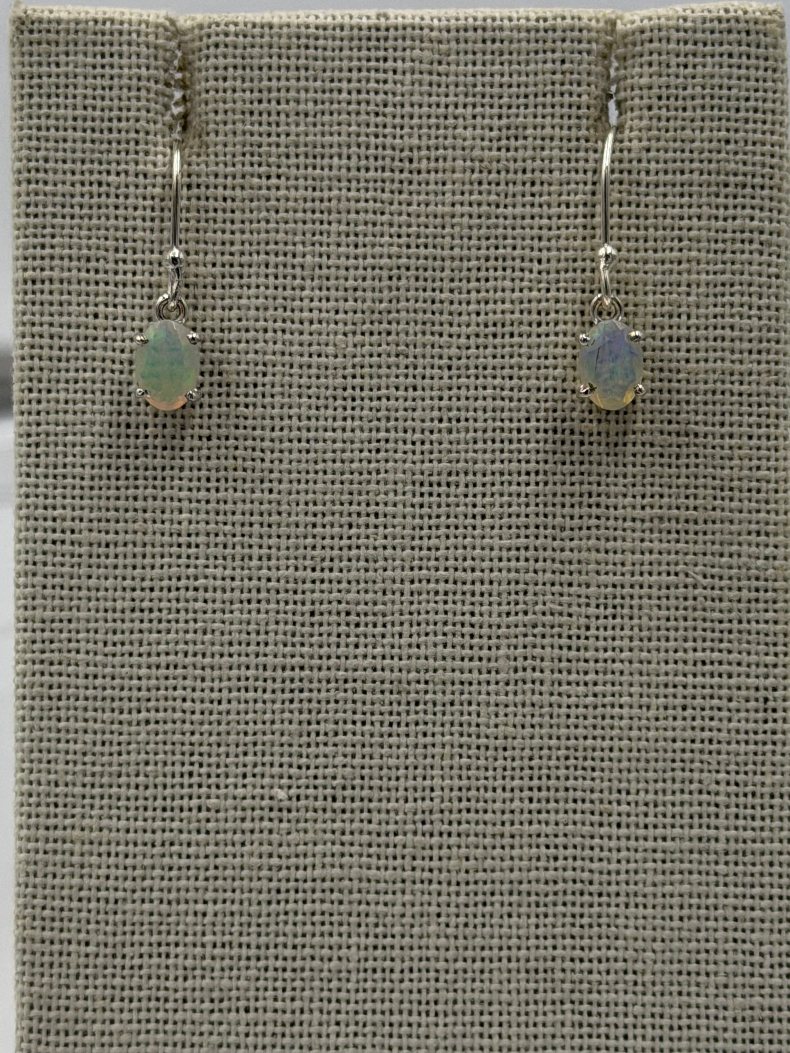 Sterling Silver Oval Ethiopian Opal Dangle Earrings Size 1 | Earrings | Wiccan Center