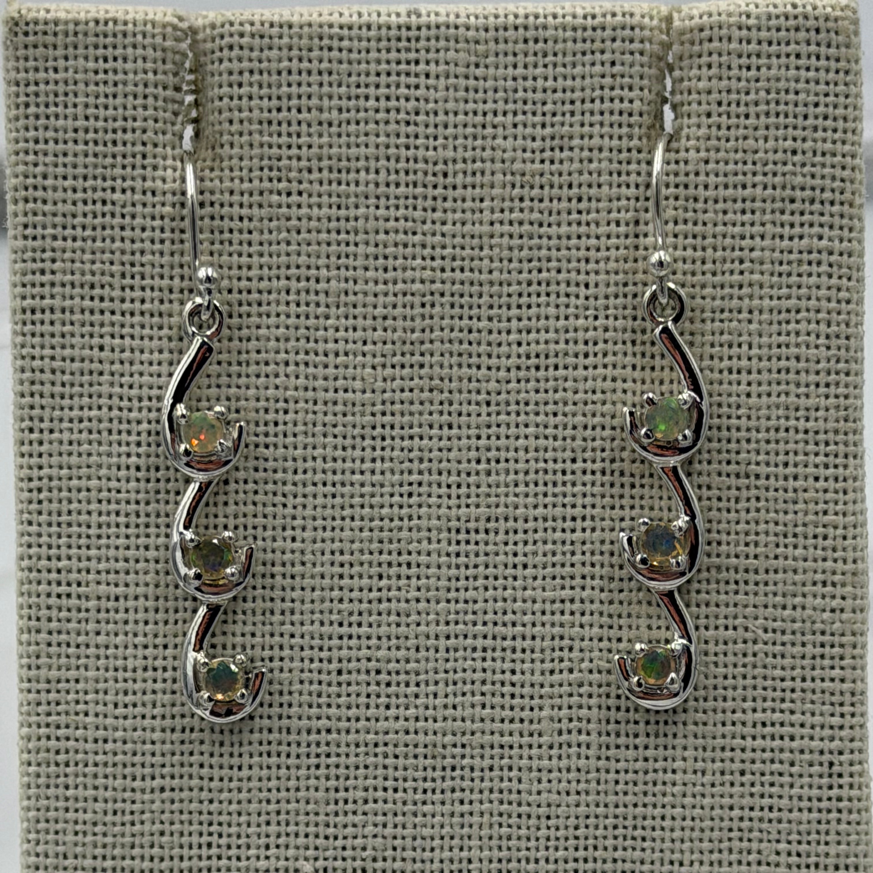 Sterling Silver Triple Cascade Ethiopian Opal Dangle Earrings | Earrings | Wiccan Center
