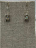 Sterling Silver Sparkled Square with Teardrop Ethiopian Opal Dangle Earrings | Earrings | Wiccan Center