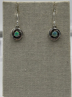 Sterling Silver Swirl Ethiopian Opal Dangle Earrings | Earrings | Wiccan Center