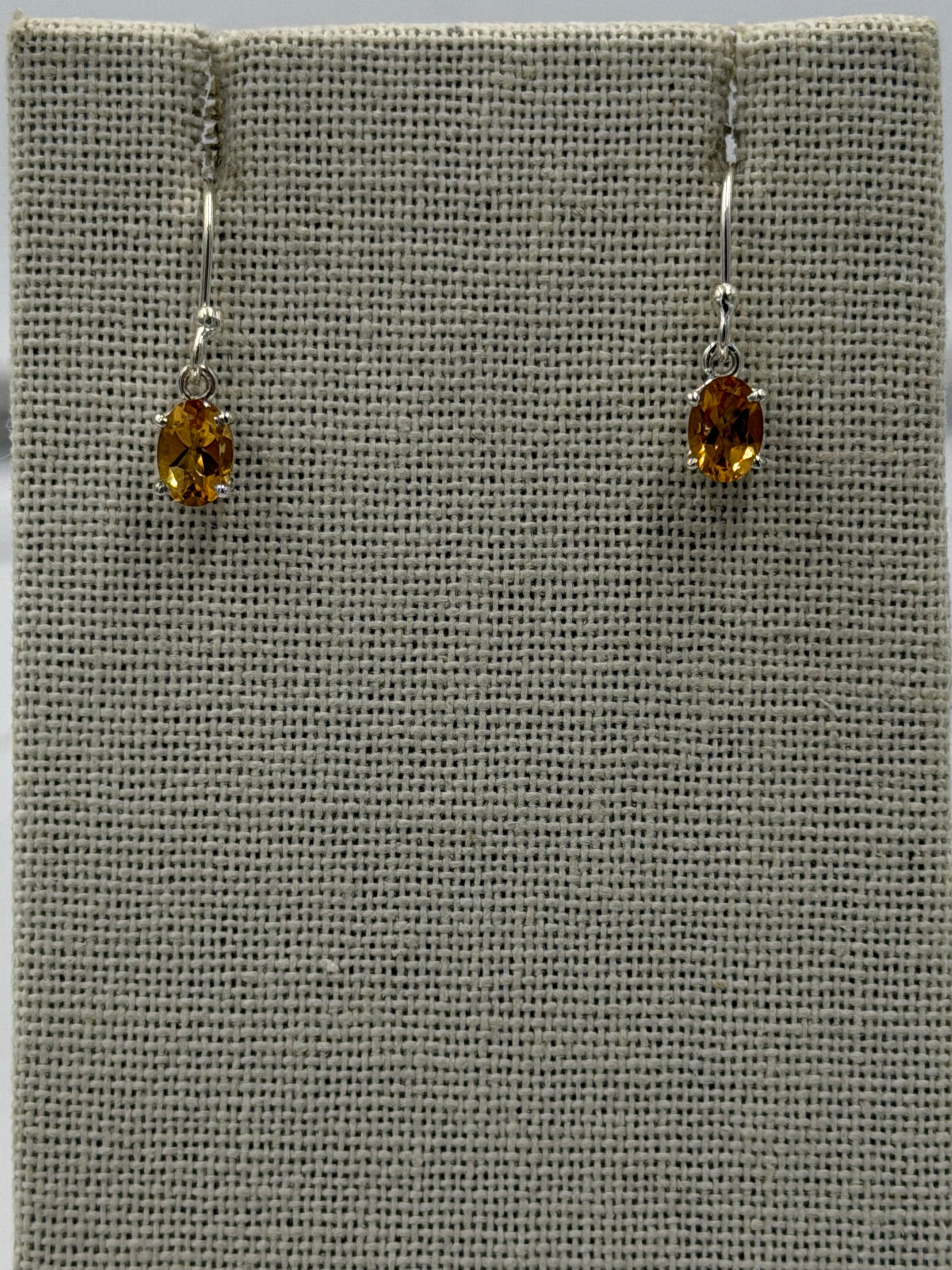 Sterling Silver Oval Citrine Dangle Earrings Size 1 | Earrings | Wiccan Center