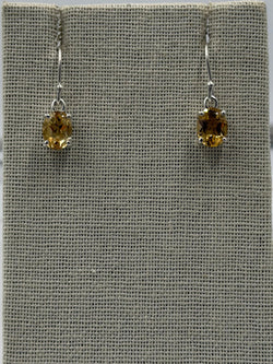 Sterling Silver Oval Citrine Dangle Earrings Size 2 | Earrings | Wiccan Center