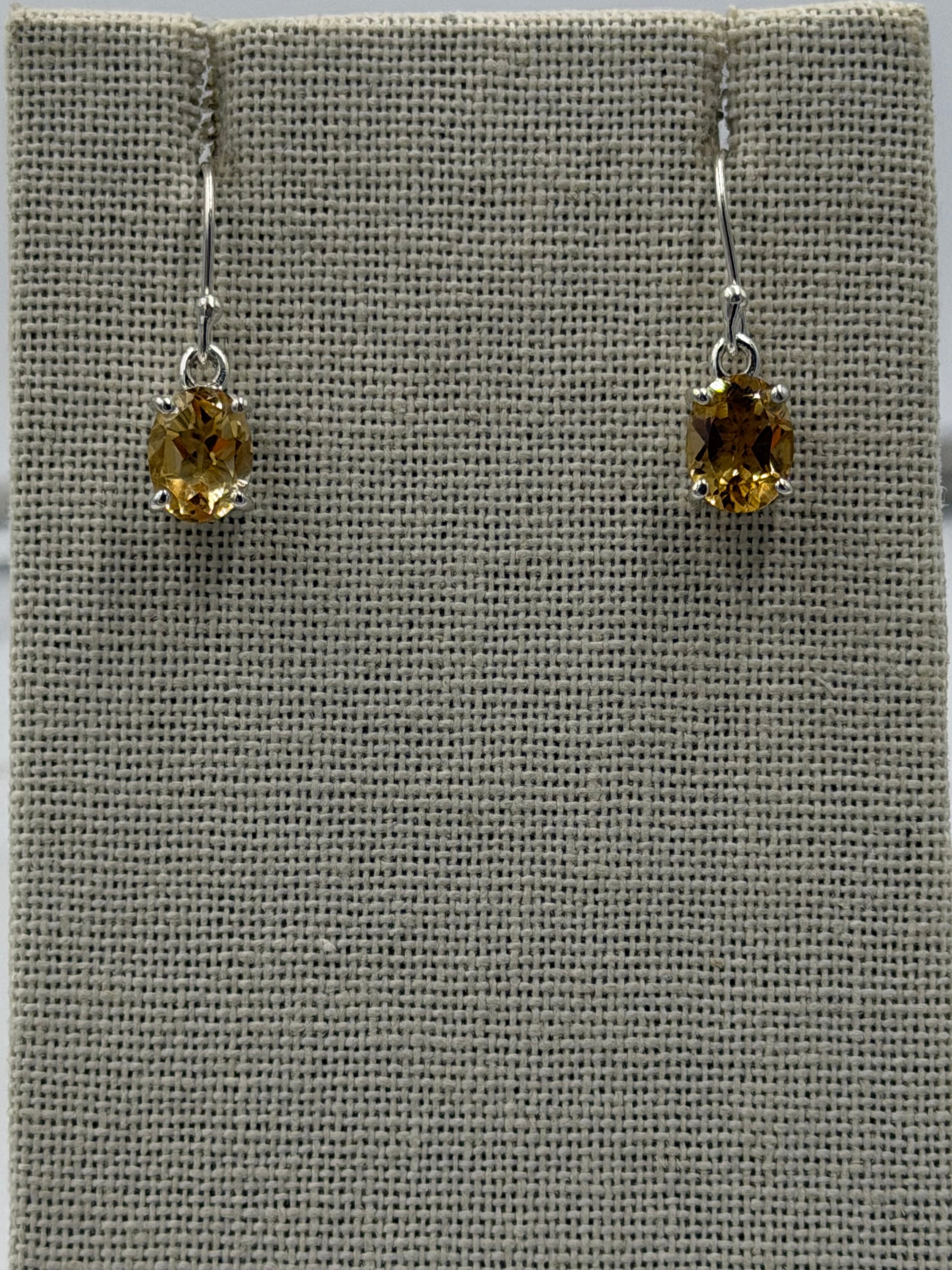 Sterling Silver Oval Citrine Dangle Earrings Size 2 | Earrings | Wiccan Center