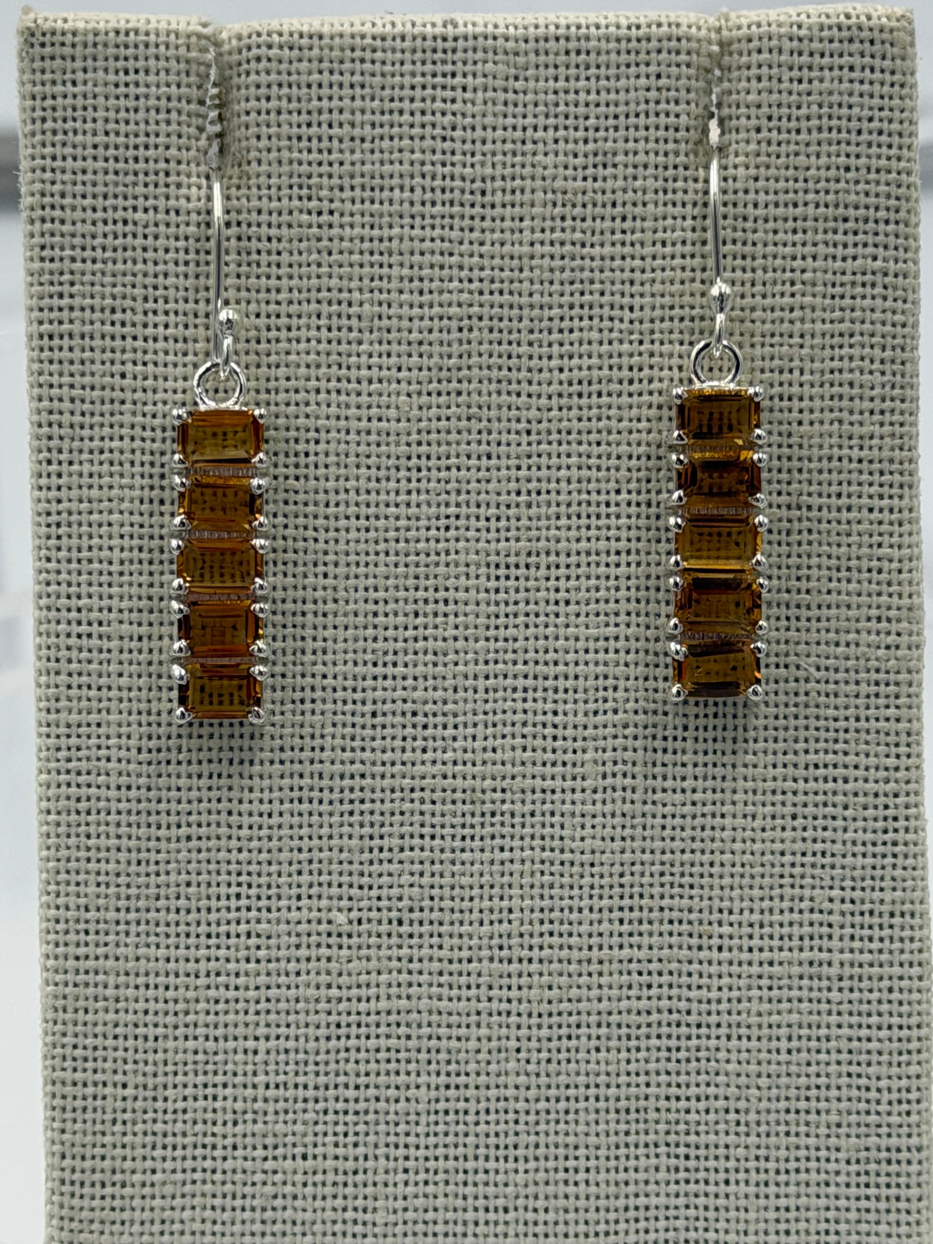Sterling Silver Bar Citrine Dangle Earrings | Earrings | Wiccan Center