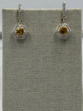 Sterling Silver Sparkled Hexagon Citrine Hoop Earrings | Earrings | Wiccan Center