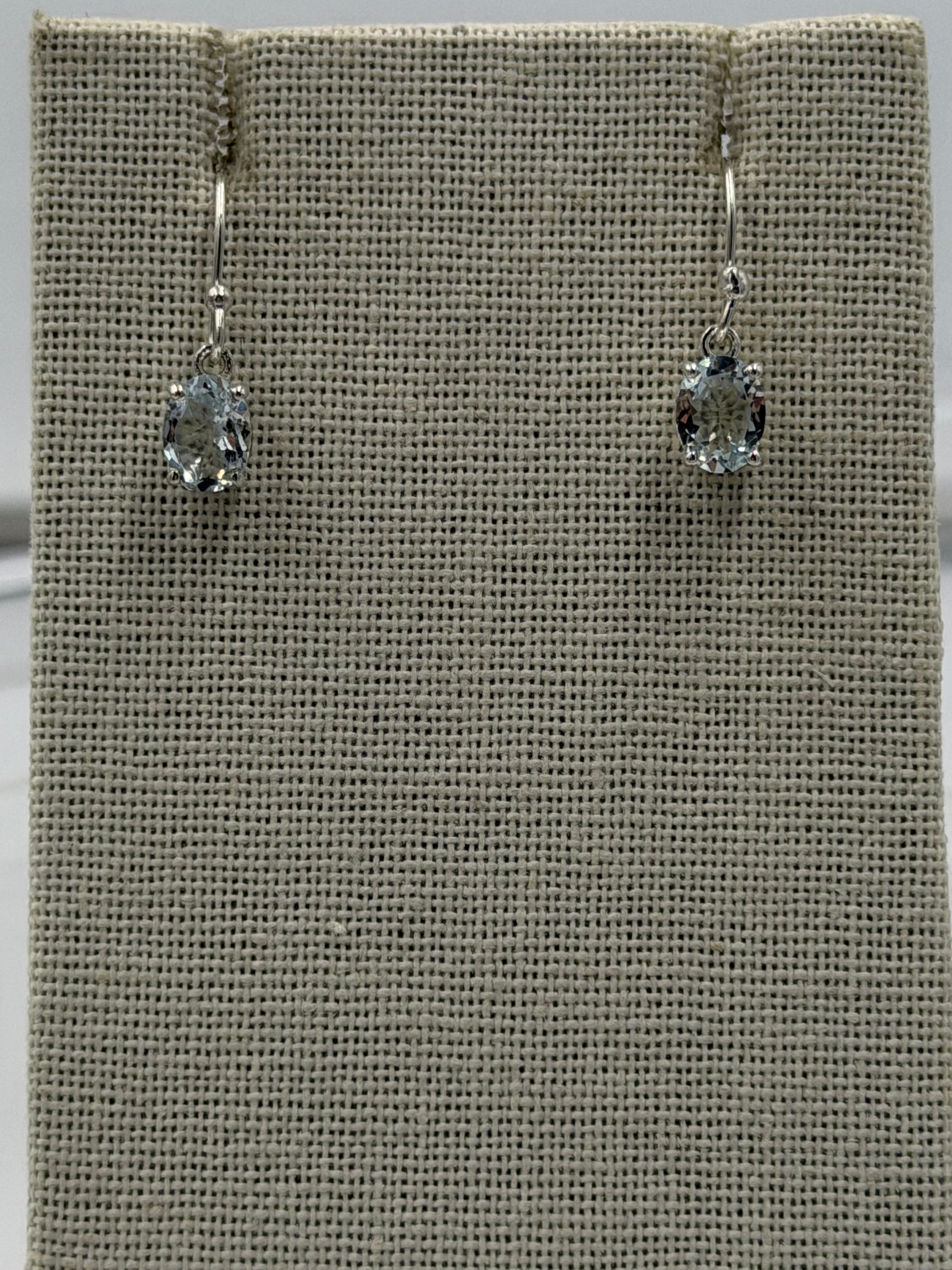 Sterling Silver Oval Aquamarine Dangle Earrings Size 2 | Earrings | Wiccan Center