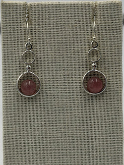 Sterling Silver Double Bubble Rose Quartz Dangle Earrings | Earrings | Wiccan Center