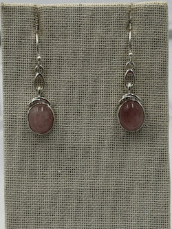 Sterling Silver Rose Single Chain Quartz Dangle Earrings | Earrings | Wiccan Center