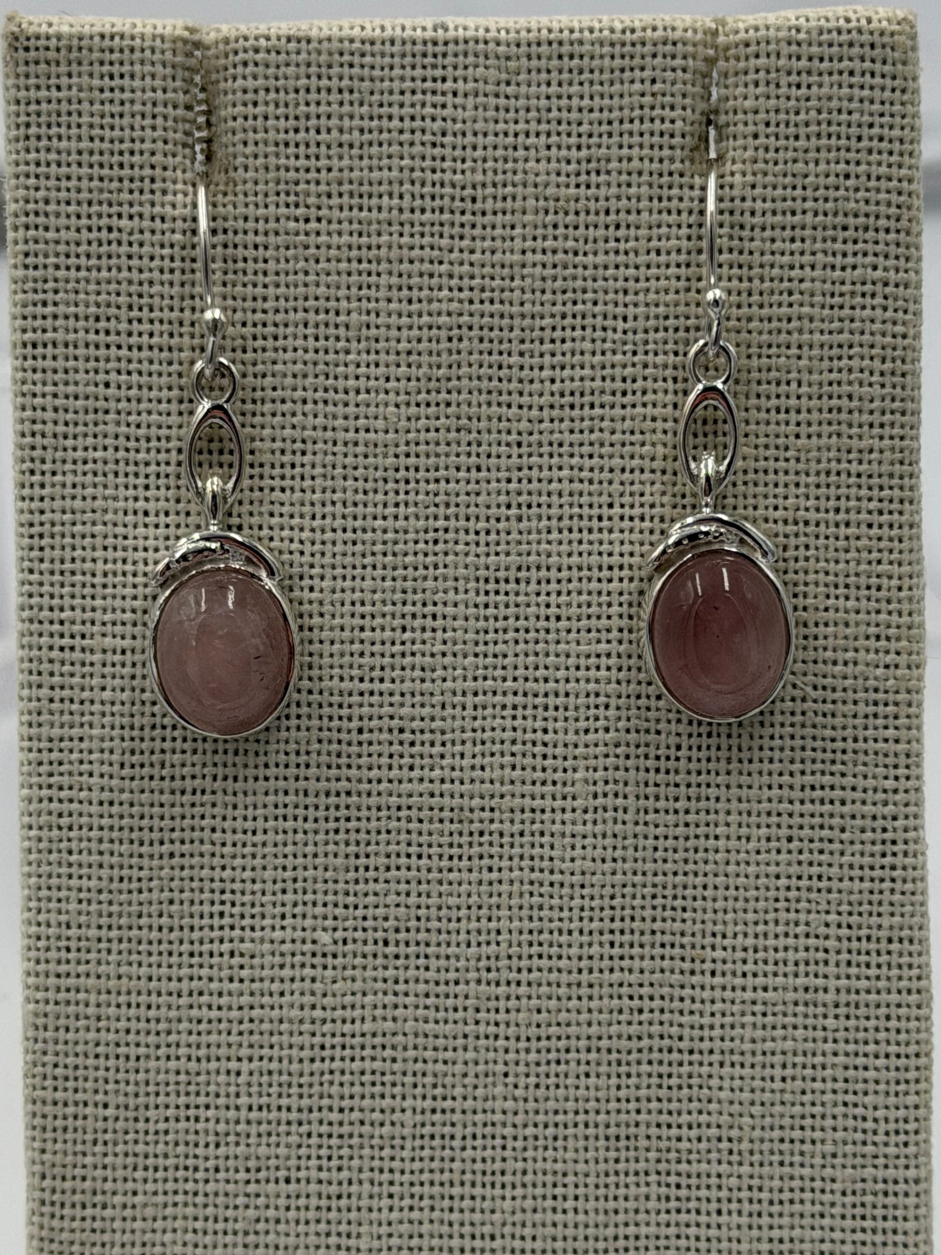 Sterling Silver Rose Single Chain Quartz Dangle Earrings | Earrings | Wiccan Center
