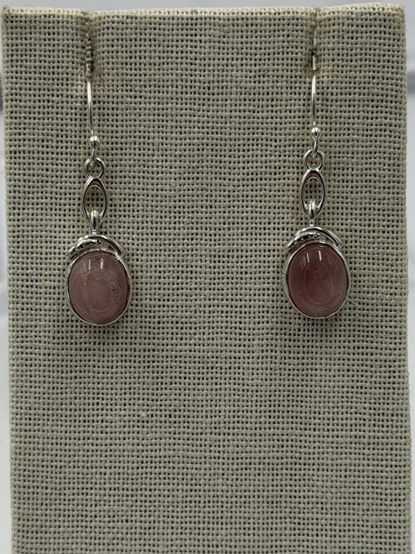 Sterling Silver Rose Single Chain Quartz Dangle Earrings | Earrings | Wiccan Center