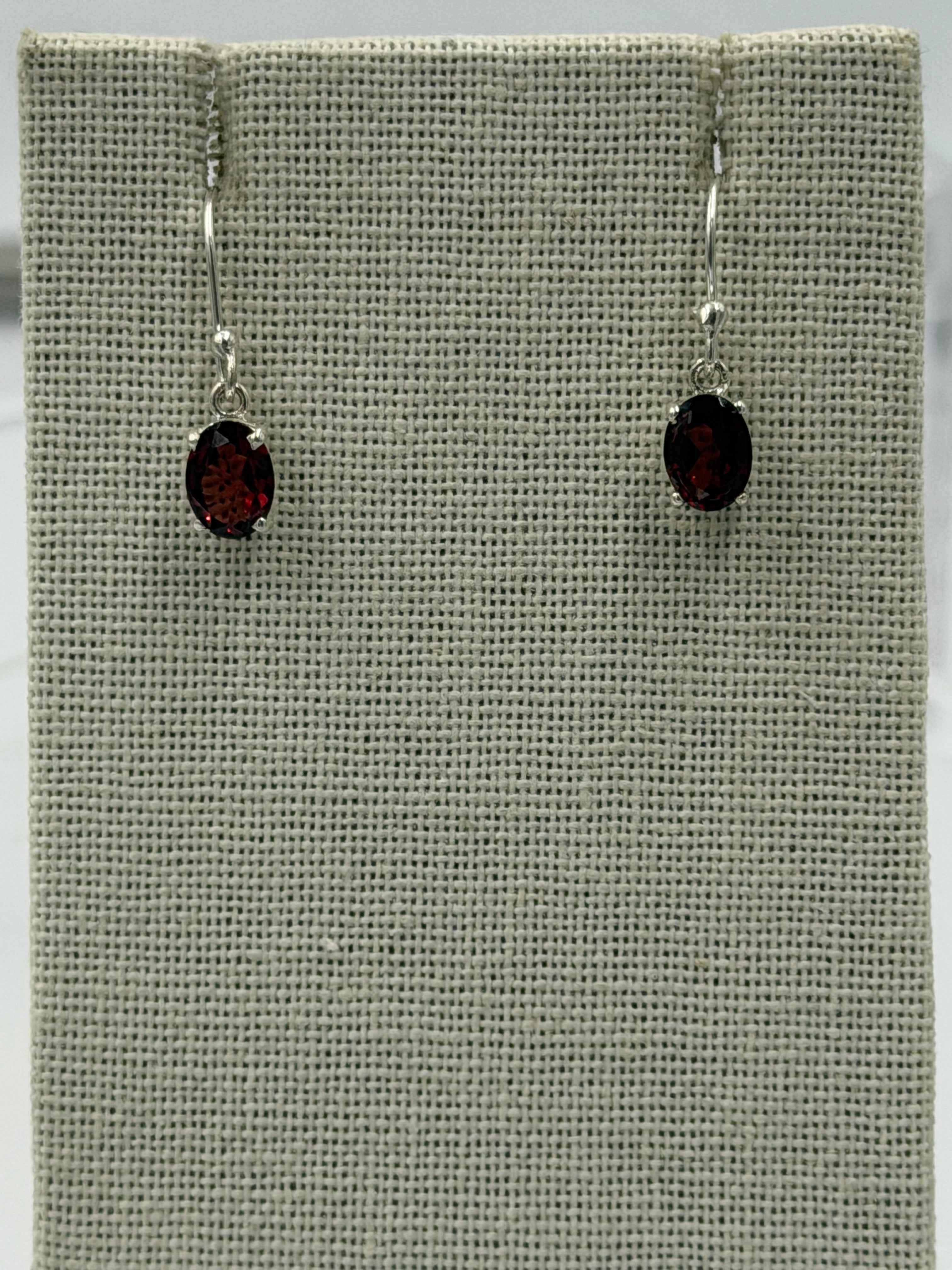 Sterling Silver Oval Garnet Dangle Earrings Size 2 | Earrings | Wiccan Center