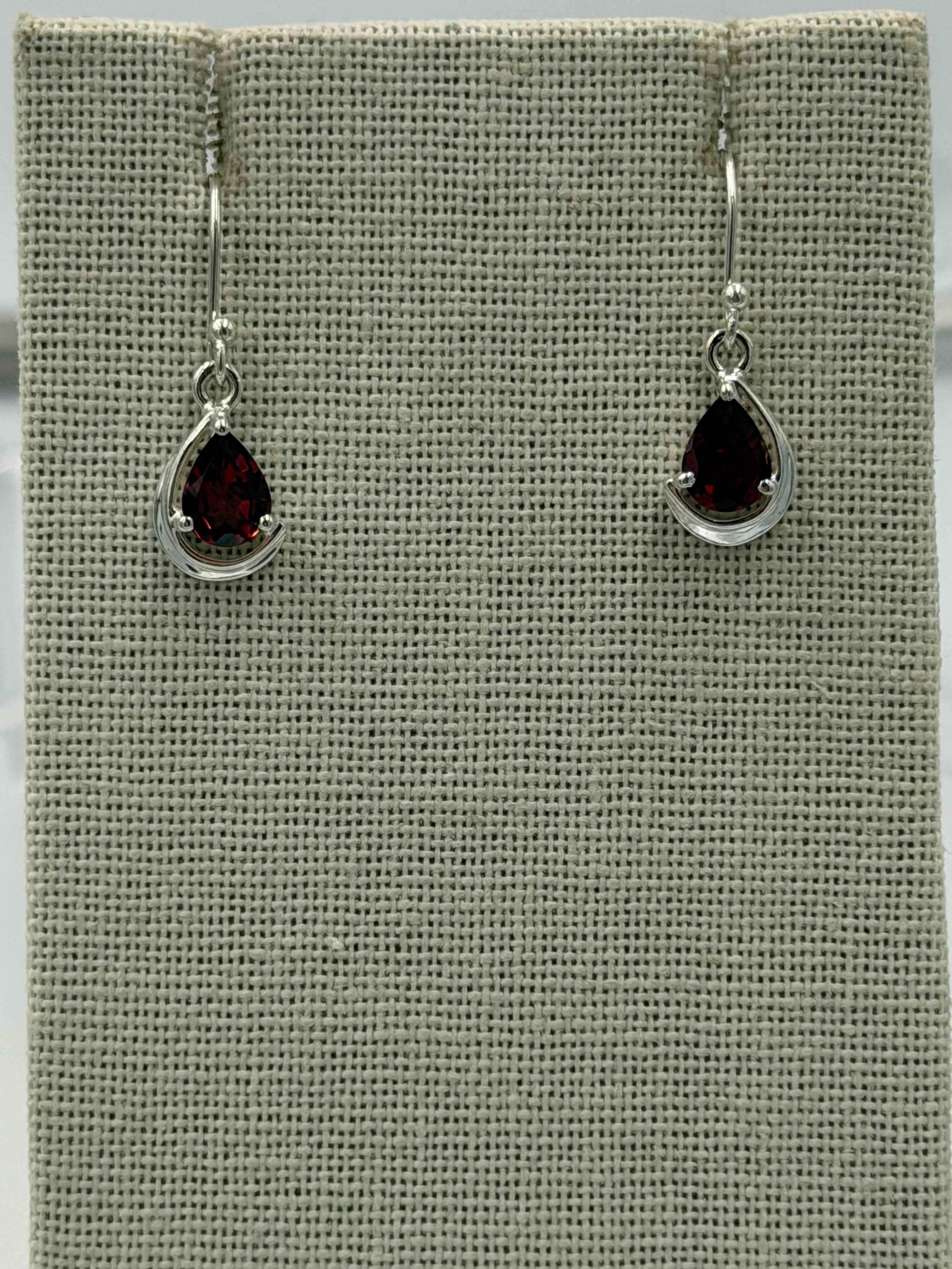 Sterling Silver Teardrop Garnet Dangle Earrings | Earrings | Wiccan Center